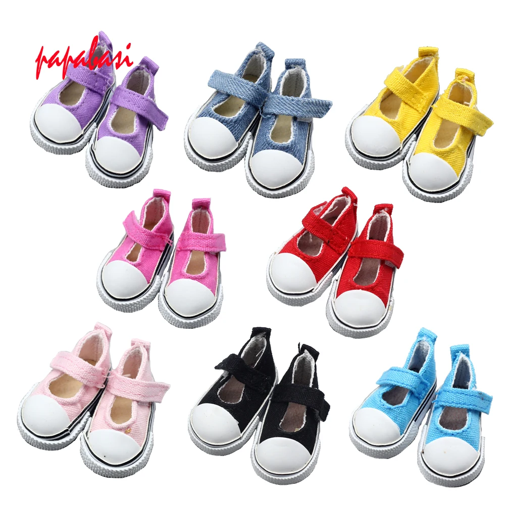 5Pair Lot 5cm Doll Shoes Denim Sneakers for BJD dolls Fashion Denim Canvas Mini font b