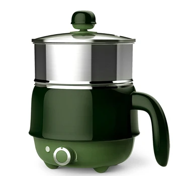 

600W with Stainless steel steam basket cook and steam electric skillet green 1.5L hotpot noodles multi cooker