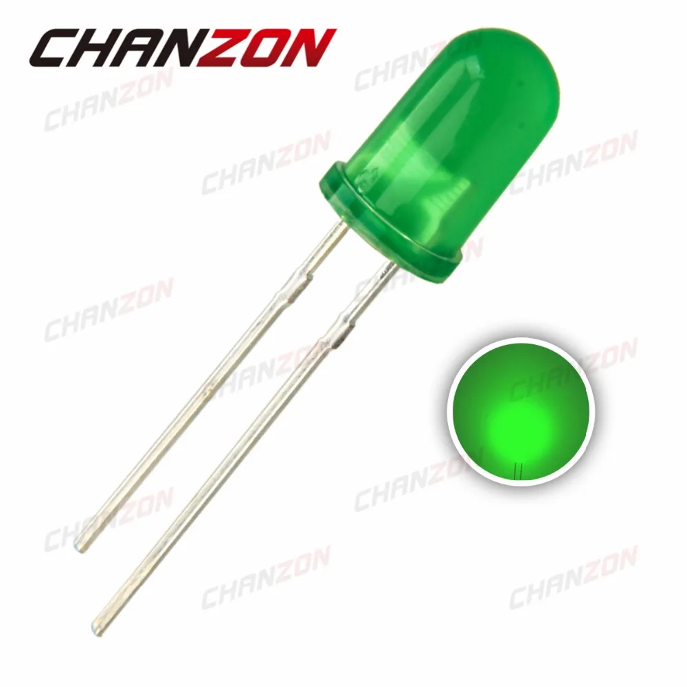 

100pcs 5mm Green LED Lamp Light Diode Diffused Round Top Light-Emitting Diode 5 mm DIP Electronics Component Through Hole Angle