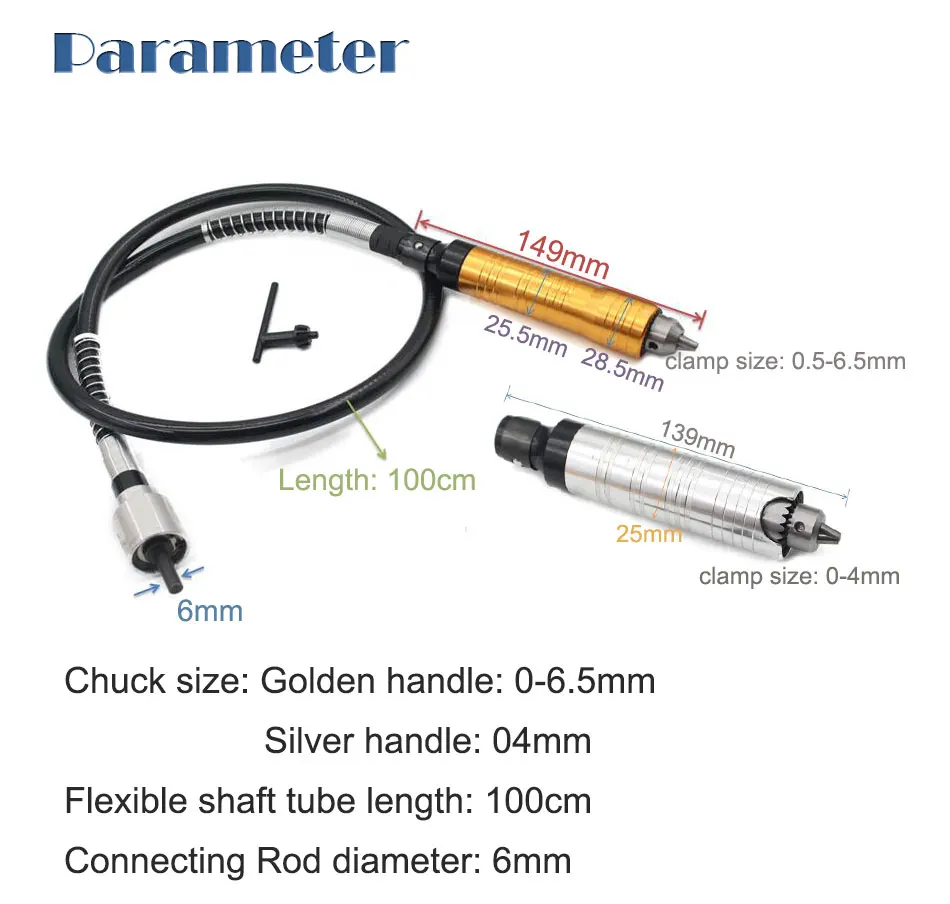 Гибкий вал зажима трубки Размер 4 мм 6,5 мм для электрического шлифовального станка вал трубки для штамповки dremel