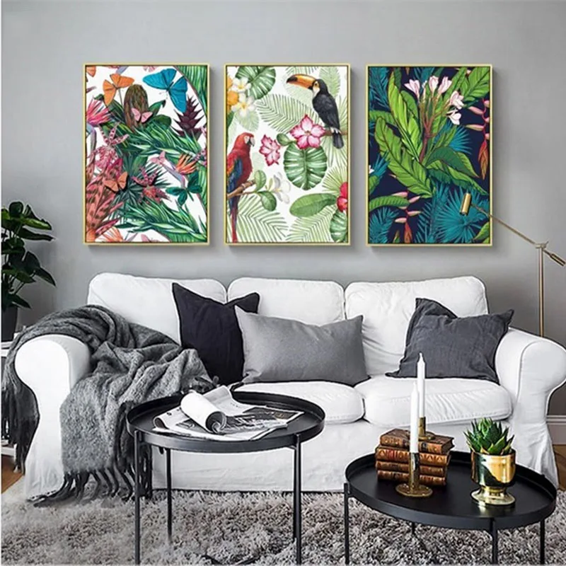 Nordic-Decorativo-Pintura-DA-Fantasia-Floresta-Que-Multicolor-Noiva-Cantar-Flamingos-em-P-sobre-as-plantas (3)