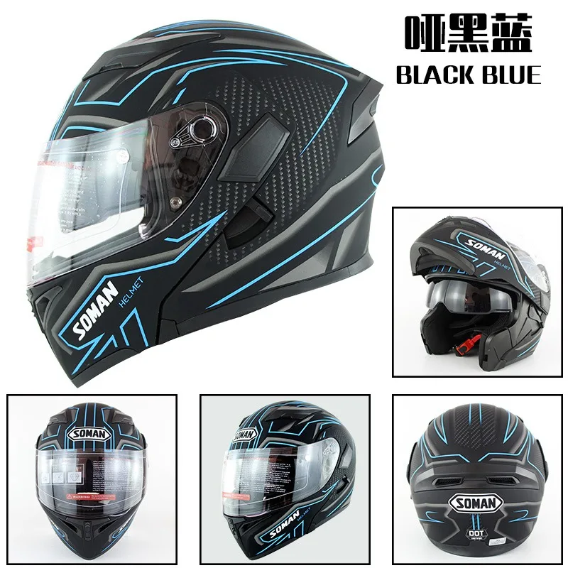 

New Arrival SOMAN 955 Double Visors Motorcycle Flip-Up Helmets Motorbike Capacete Racing Moto Cycling Motorcycle Helmet Casco