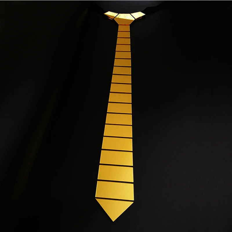 Ручной работы геометрическая форма Золотое зеркало хром космическая полоса галстук