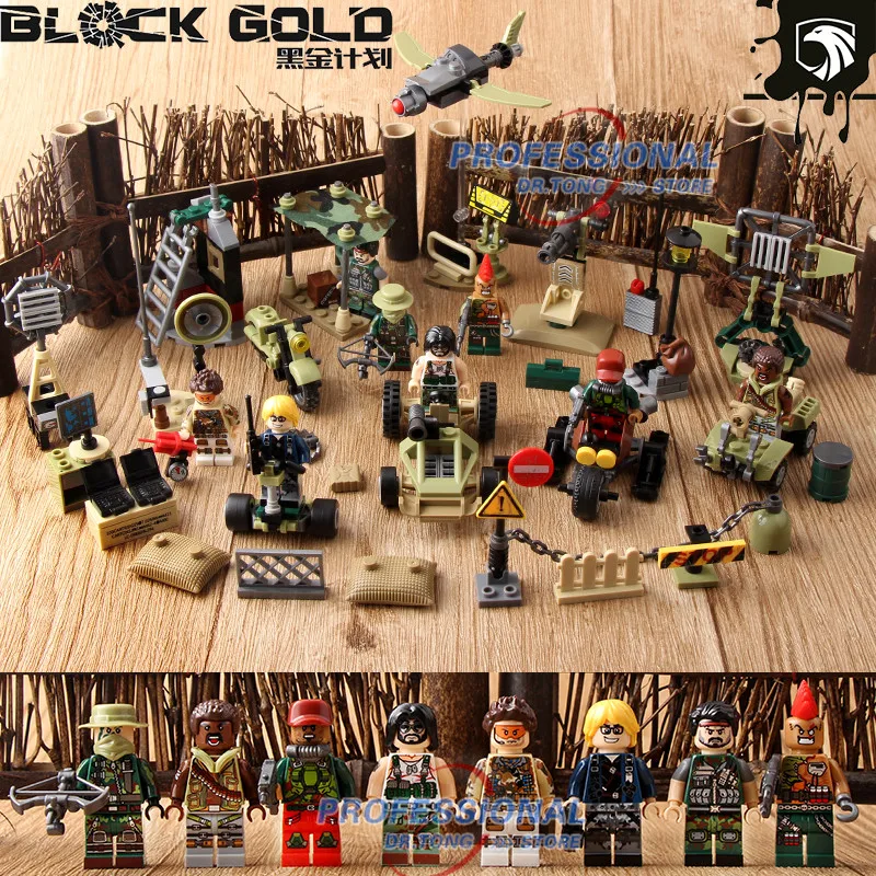DR TONG SY11573 11580 Black Glod Action Series Lightning Assault War Weapons Army Gun Weapon Soldier
