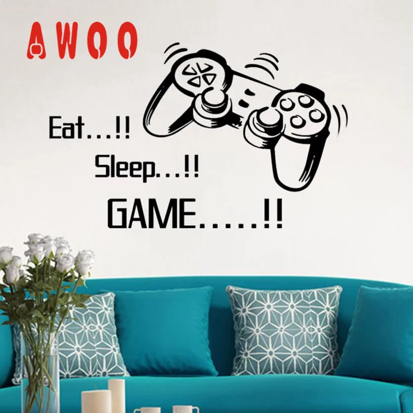Настенные стикеры 2017 горячие новые Eat Sleep игры настенные наклейки для мальчиков