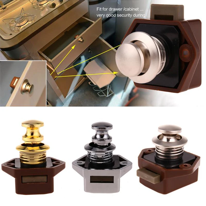 

Mini Push Lock Knob RV Lock Caravan Boat Motor Home Cabinet Wardrobe Cupboard Drawer Push Latch For Furniture Hardware