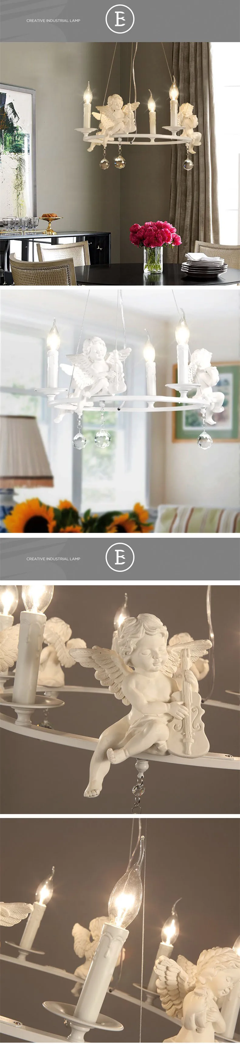 Modern Lamps lustre Lighting Led Pendant Creative Crystal Chandeliers With The Angel For Living Room Light pendant lights over island