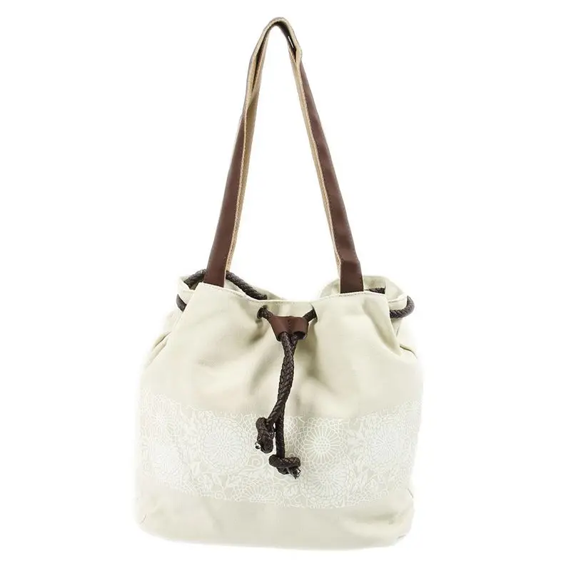 

Women's Canvas Retro printing folk-custom Drawstring handbag