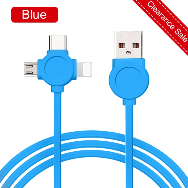 ACCEZZ TPE usb зарядный кабель освещение для iPhone X 8 Plus Micro usb type-C для Xiaomi huawei samsung 3 в 1 быстрая линия зарядного устройства - Цвет: Синий