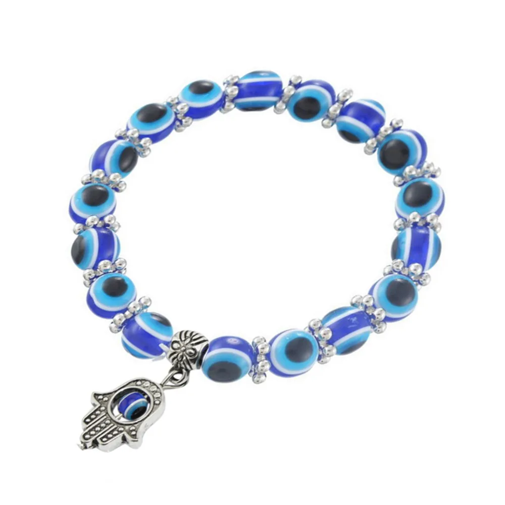

Fashion Simple Best Match Turkish bracelet Evil Eye Hamsa hand religious charm blue beads Lucky bracelet for women
