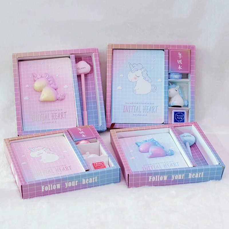 

Creative Pink Girl Lovely Unicorn Cute Pet Notebook Notepad Gift Box Containing Hardcover Book Decoration