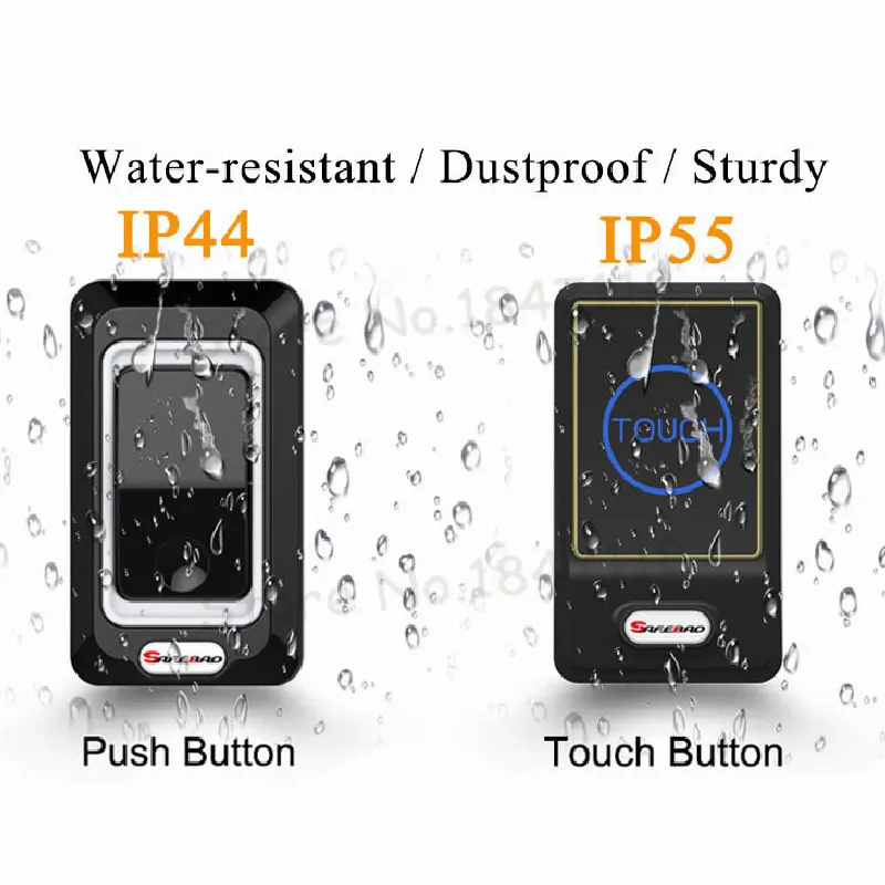 Wholesales Saful Waterproof Touch LED Door Bell EU/US Plug Wireless DoorBell kits 1 Push Doorbells Button+2 Receivers No Battery