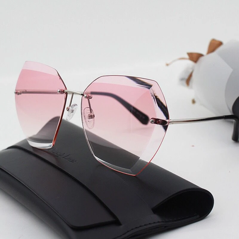 2019 las nuevas mujeres de moda de polígono sin montura de lentes gafas sol damas de lujo diseñador de marca grande gradiente colorido gafas|brand designer sunglasses|brand sunglassesdesigner brand sunglasses - AliExpress