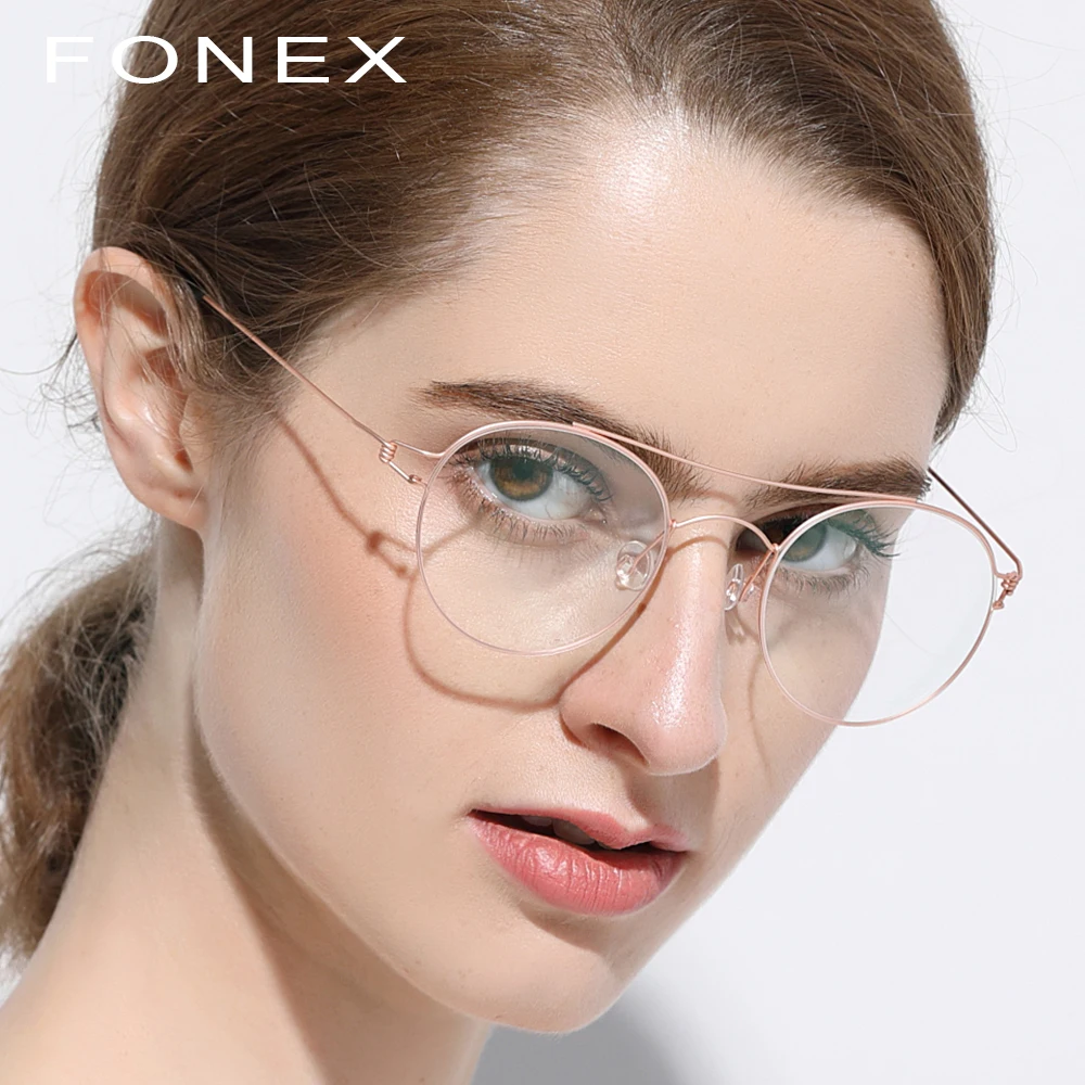 FONEX мужские и женские оправы из титанового сплава винтажные очки по рецепту при