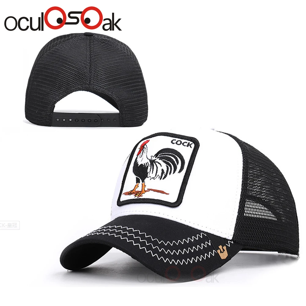 

new cockcap Baseball Caps Rooster Embroidery Hats Men Snapback Breathable Mesh Bones Fashion Streetwear Cock Trucker Cap Women