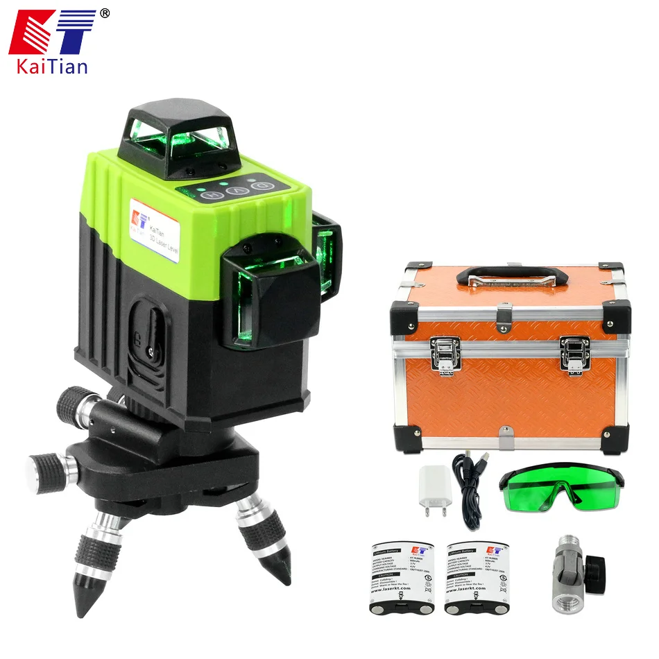 KaiTian 12 Lines 3D Laser Levels Battery Self Leveling Cross Horizontal