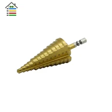 6 35mm 13 Steps HSS Titanium Hex Shank Larger Wood Metal Core Cone Drills Step Drill