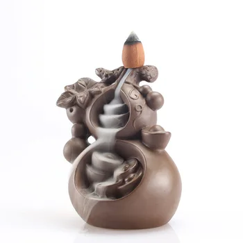 

Backflow Incense Burner Purple Sand Like Water Streaming Dowm Cones Incense Censer Use in the Home Office Teahouse + 10pcs Cones