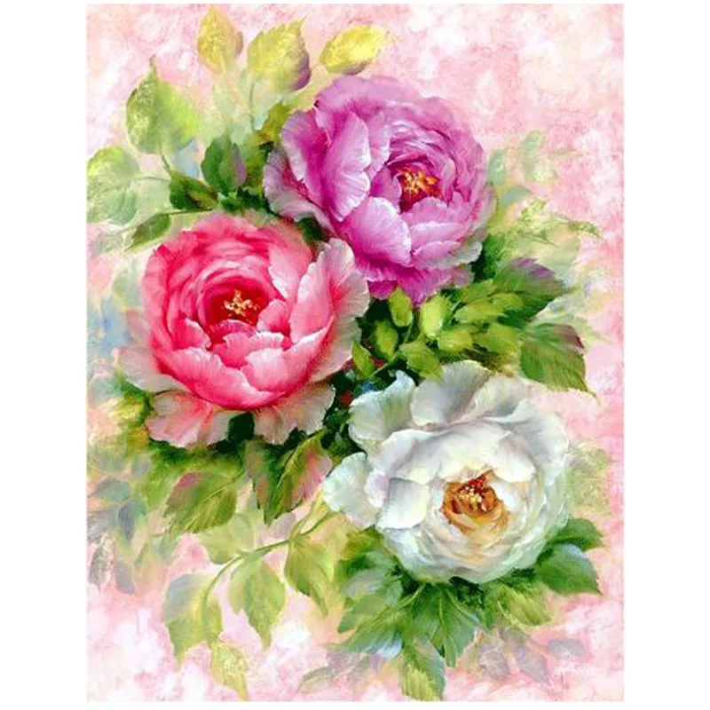 

Diy Diamond Painting Cross Stitch Square Diamond Embroidery peony Flowers 5D Diamond Mosaic Crafts Home Decor BD014