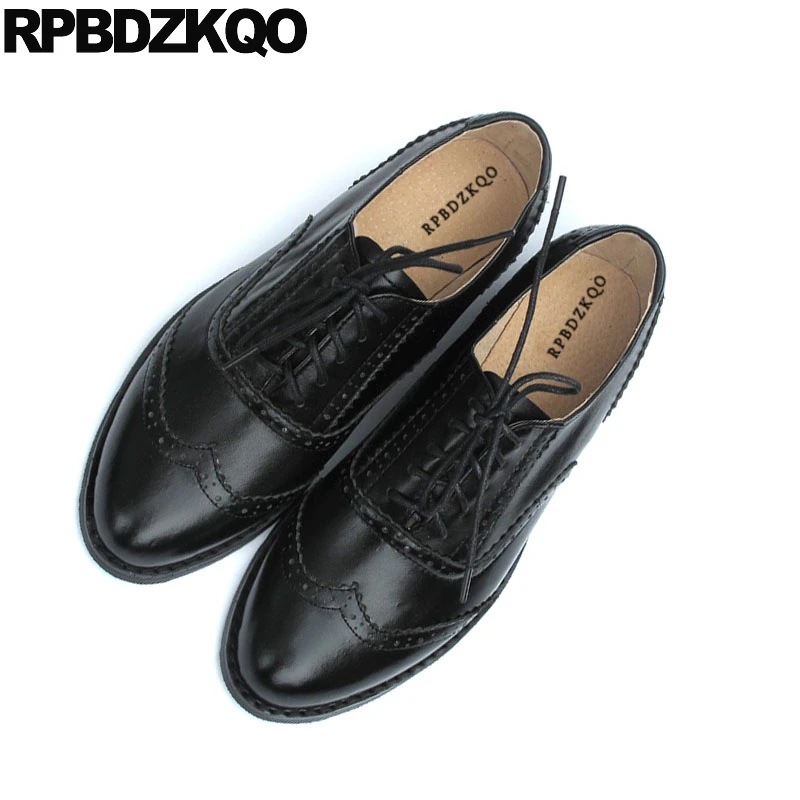 black brogue japanese round toe lace up 