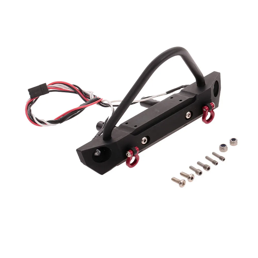 Zitainn Front Bumper Metal with 2 LED Light for RC Crawler Car Traxxas TRX-4 Axial SCX10 & SCX10 II 90046