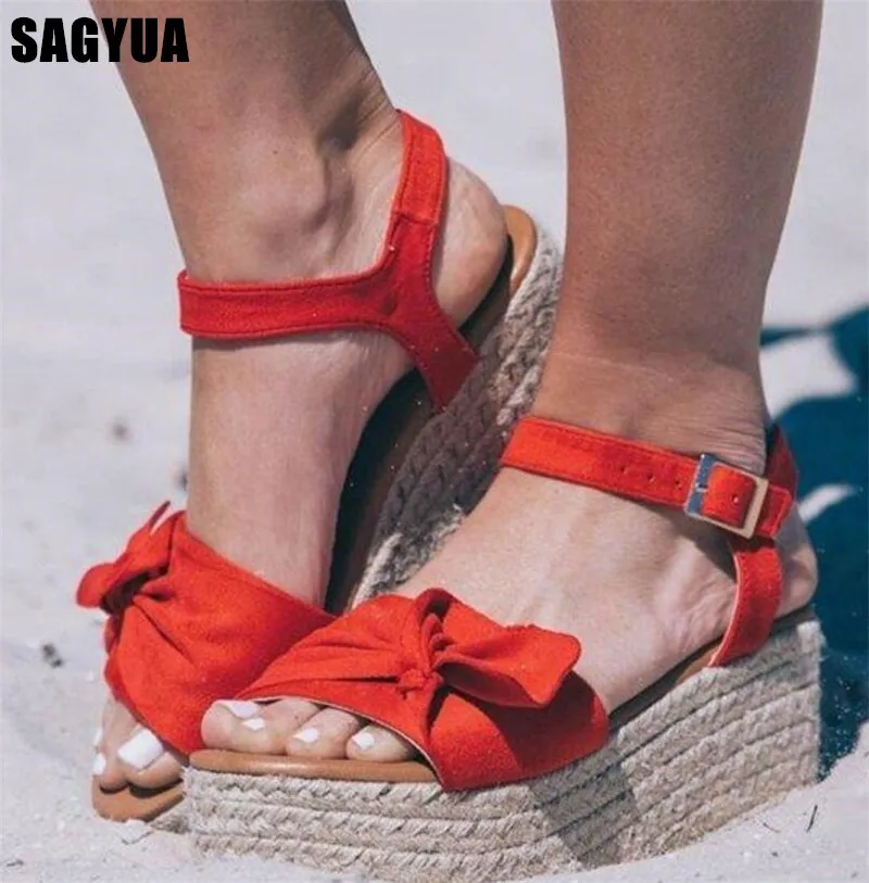 

Fashion women sandals Bow summer new lattice High heels ladies open toe outdoor Buckle platform shoes shallow woman shoes Z208
