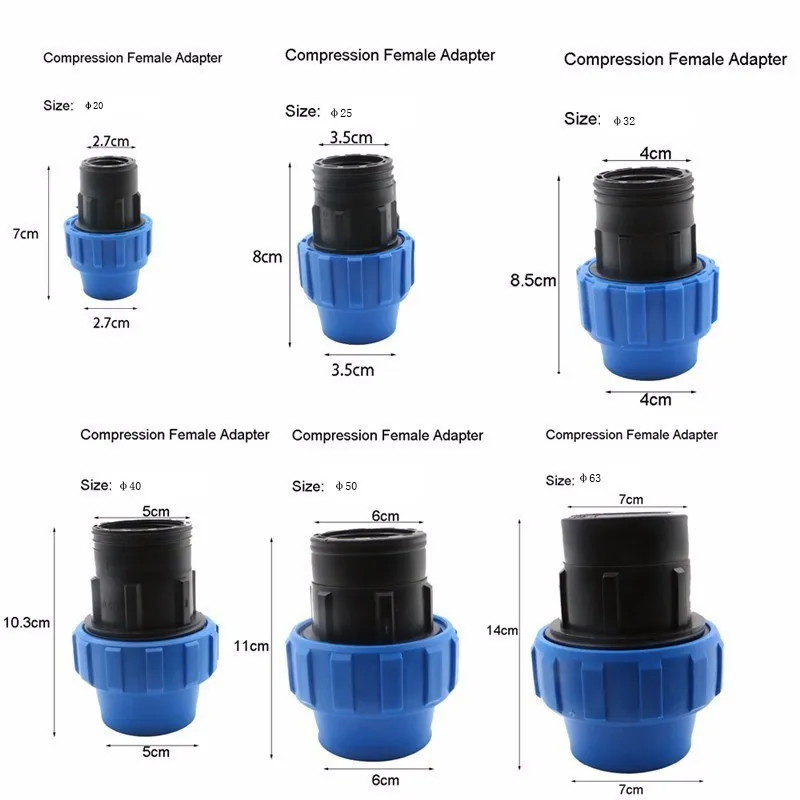 1 шт. HDPE компрессионный Женский адаптер пластиковая ПП муфта для орошения трубы быстрый соединитель фитинг гибкое соединение с резьбой