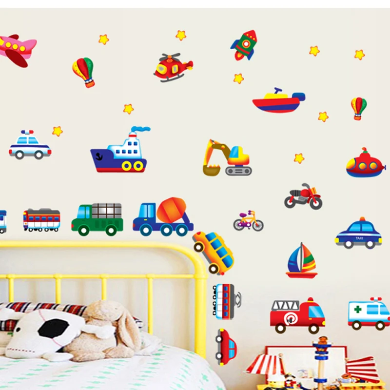 Kids room wall stickers cars removable children bedroom cute wall