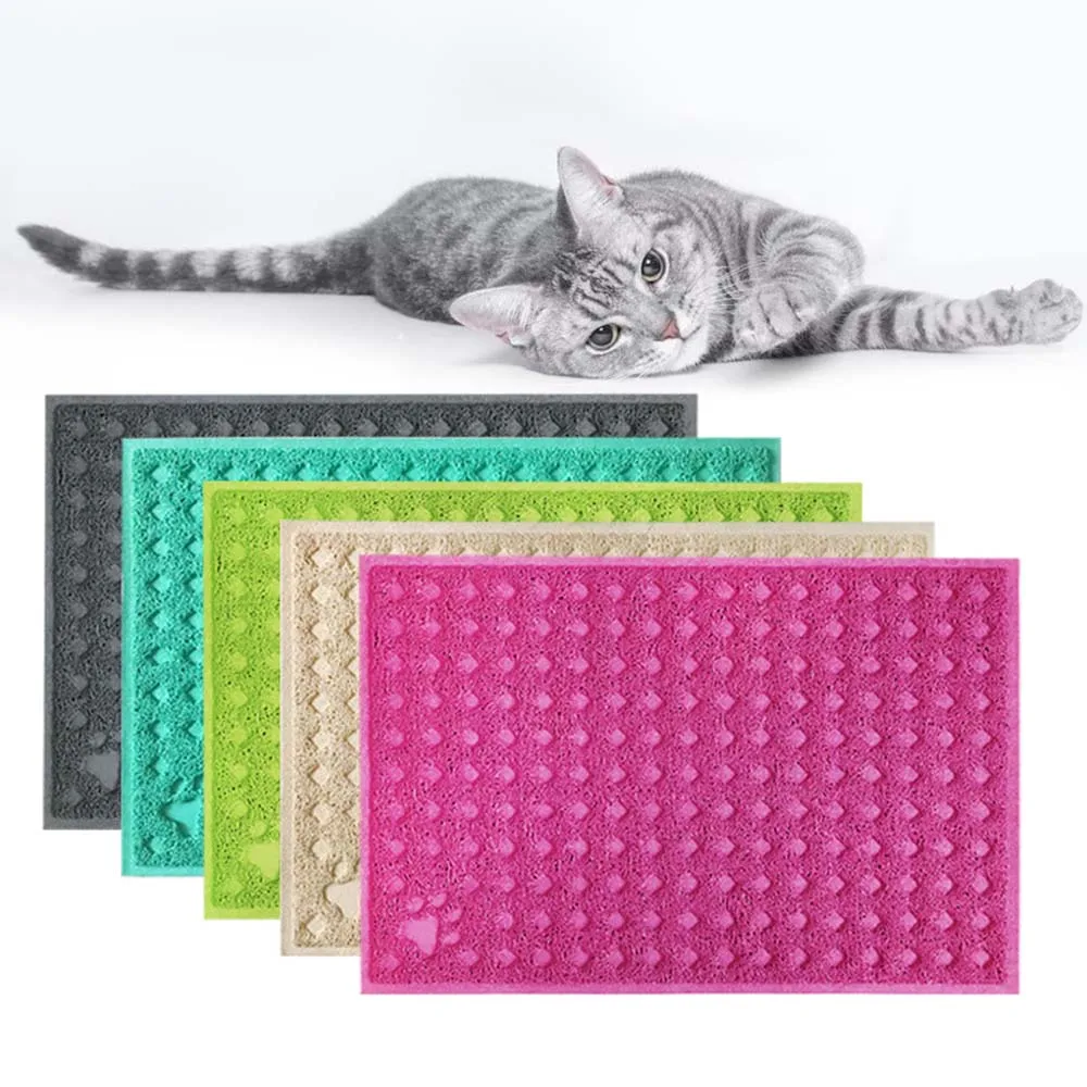 Pet Dog Cat Feeding Mat Antislip Square PVC Pad Pet Dish Bowl Food