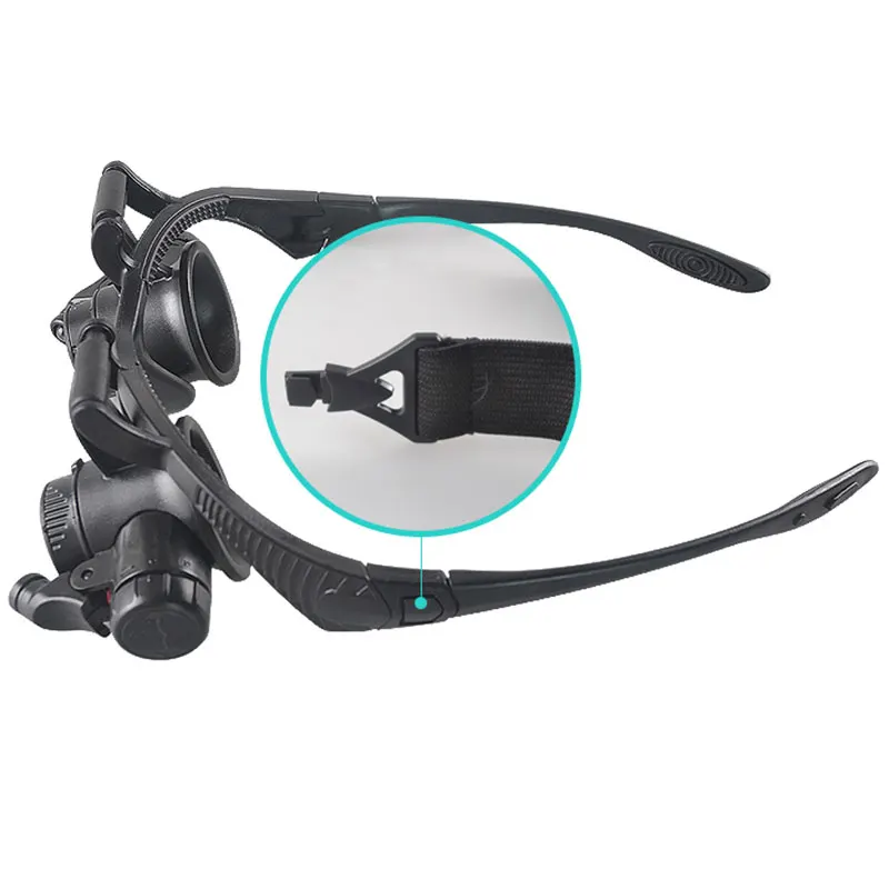 LED Light Headband Glasses Magnifier Watchmaker Jewelry Optical Lens Glass Magnifier Loupe Tools 10X 15X 20X 25X