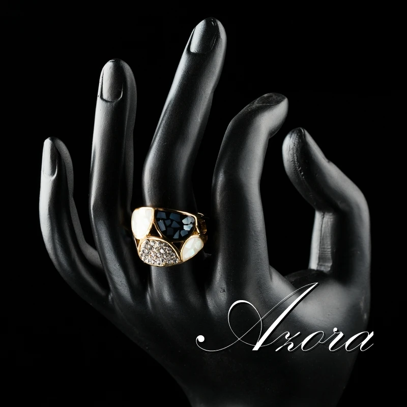 AZORA, полукруглый узор, дизайнерские вечерние ювелирные изделия, коктейльное кольцо, аксессуары, модные ювелирные изделия для женщин, золотого цвета, кольца на палец TR0190