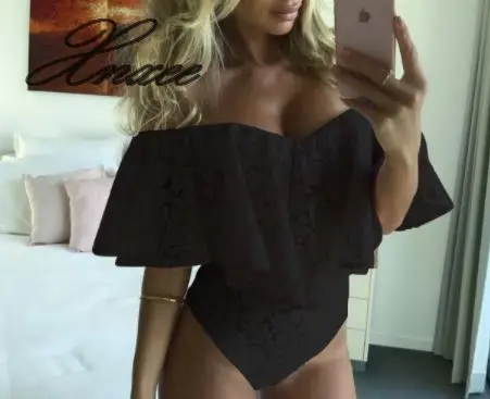 Women Jumpsuit Short Ruffled Off Shoulder Lace Bodycon Bodysuit Tops Women Jumpsuit Short Ruffled Off Shoulder Lace Bodycon Bodysuit Tops
