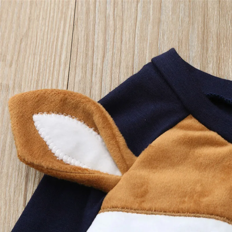 Зима 2018 одежда для малышей с длинными рукавами для мальчиков и девочек с рисунком лисы животных печати Топы Одежда Женская сорочка pour для