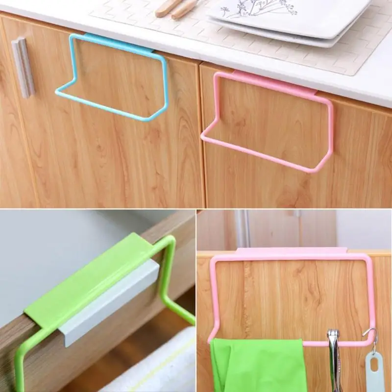 Towel Holder Sponge Holder Cupboard Kitchen Organizer Hanging Towel Rack Cabinet Bathroom Organizer Storage Rack