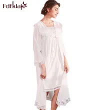 Fdfklak, новинка, ночная рубашка из двух частей, Милая Кружевная Пижама, халат для женщин, весна-осень, длинная ночная рубашка, набор, Женский комплект для отдыха