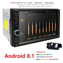 7 «двойной 2 Din Android 8,1 Media Player универсальный автомобильный Радио Стерео четырехъядерный процессор навигатор головное устройство руль 4 г Wi Fi CAM