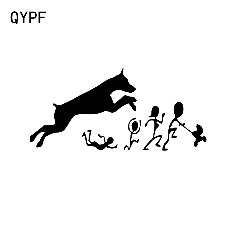 

QYPF 18*8.4CM Interesting The Dog Ran After Me Decor Car Sticker Silhouette Accessories Black Silver C16-0769