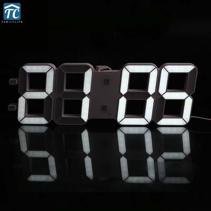 Baratos Creativo de gran tamaño 3D de escritorio LED electrónica Digital Reloj de pared sala de tiempo de pantalla Sensor de luz automático reloj de escritorio