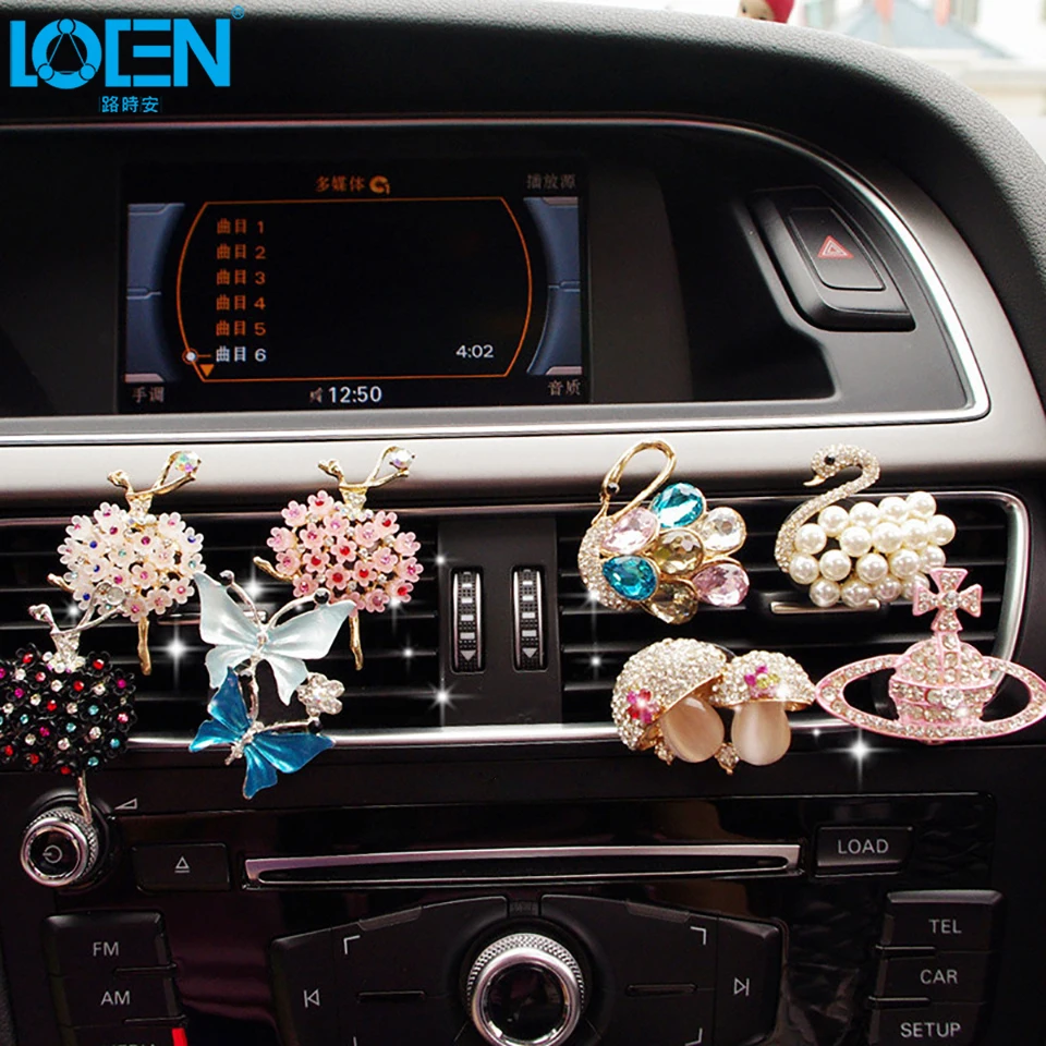 

Car Air Freshener Scents Auto Perfume Vent Outlet Clip With Solid Fragrance Sheet Swan Mushroom Butterflies Planet Dance Girl