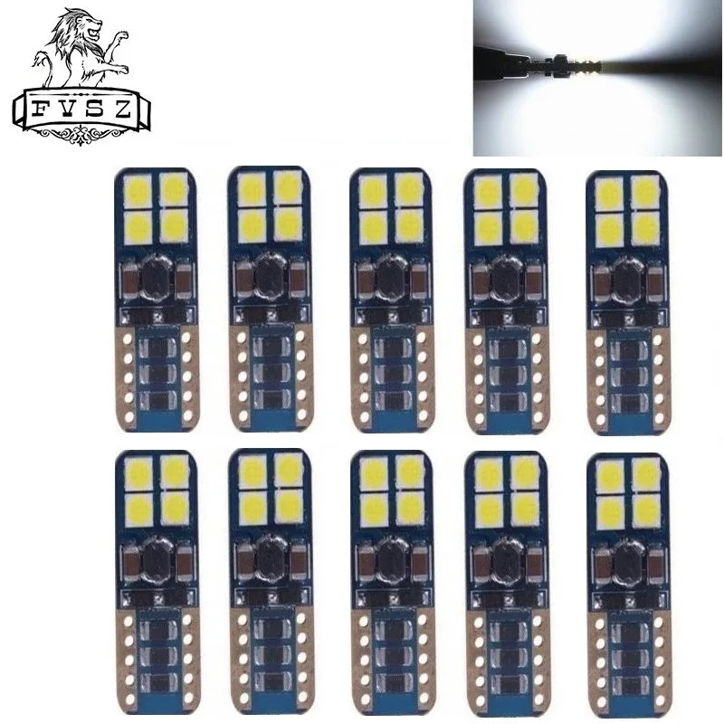 10 шт. T10 3030 12-24V Авто Canbus светодиодный W5W Автомобильная лампочка 103 168 194 470 501 8-SMD 4W 6000k холодный белый светильник указателя поворота