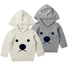 Весенние вязаные свитера для маленьких мальчиков и девочек; хлопковые пуловеры для малышей; одежда с рисунком медведя для мальчиков и девочек; детская верхняя одежда