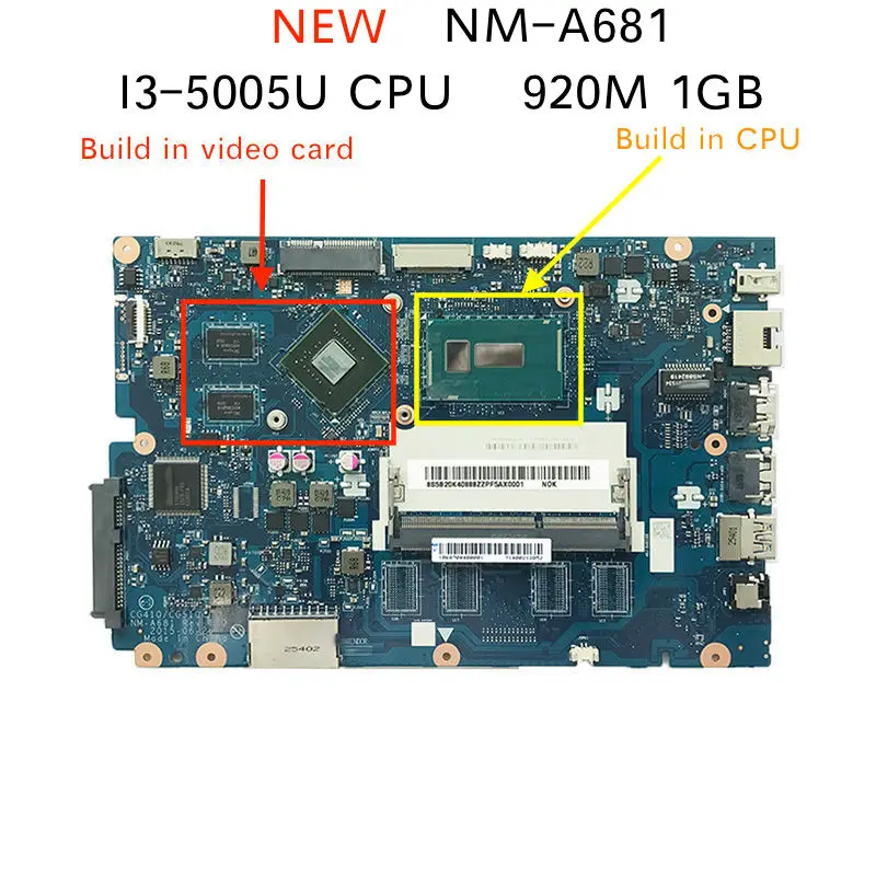 Оригинальный Новый 5B20K25385 для lenovo 100-15IBD CG410/CG510 NM-A681 Тетрадь материнской платы с SR27G I3-5005U Процессор 920 M 1 GB GPU