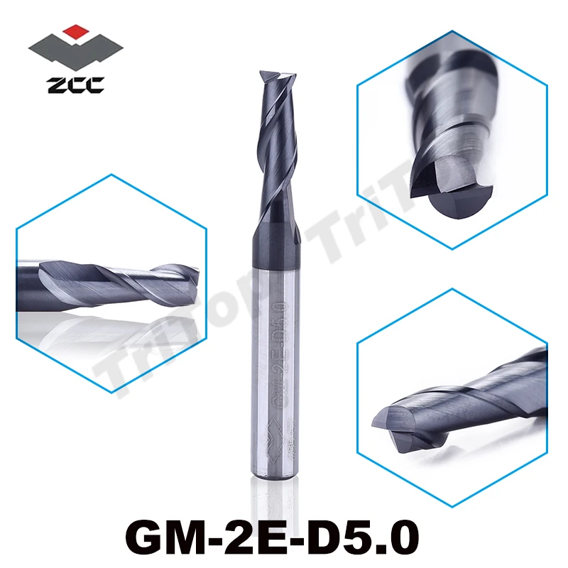 

5pcs/lot ZCC tool GM-2E-D5.0 tungsten Carbide cobalt alloy cnc end mills 2 flute 5.0mm diameter milling cutter