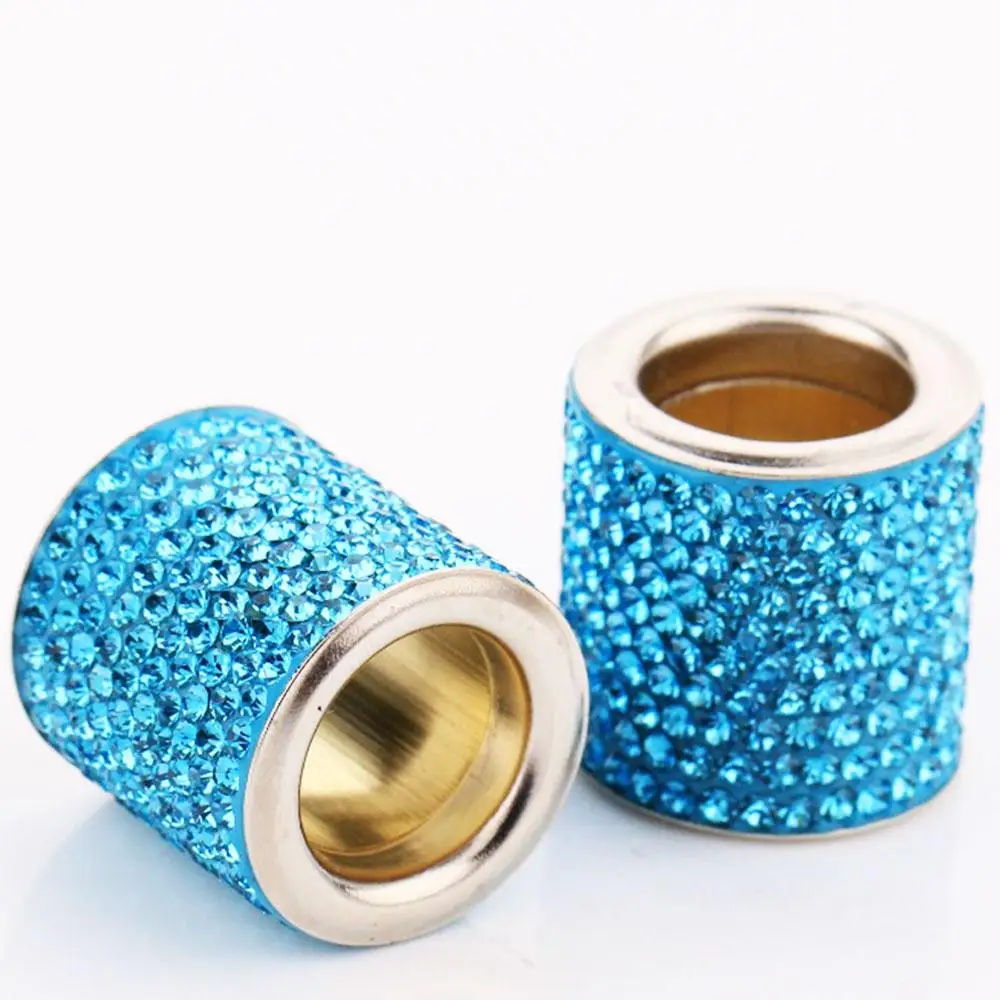 2Pcs Car Seat Crystal Headrest Decor Ring Collars Girls Rhinestone Diamond Bling For Women Rhinestone Car Interior Accessories - Название цвета: Blue