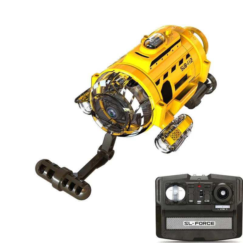 

High Tech RC Submarine with 0.3MP Camera and Light and Feeding Fish Tool Remote Mini Underwater Drone for Kids Gift