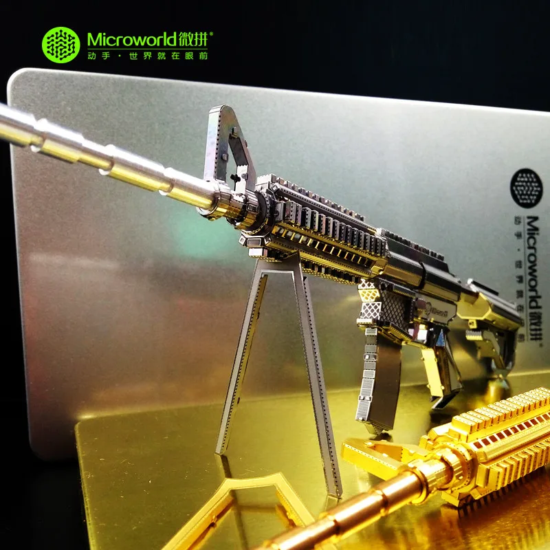 MICROWORLD Военная Униформа M4A8 карабины Machine Gun 3D металлические головоломки DIY Собранный лазерная резка пистолет Модель-пазл здания для мужчин