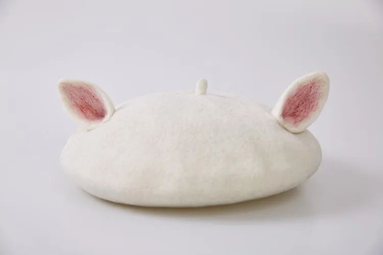 Осенний и зимний узор, ручная шерстяная белая шляпа с рисунком кошки, милая шапка для художника, толстая и однотонная шапка с подставкой