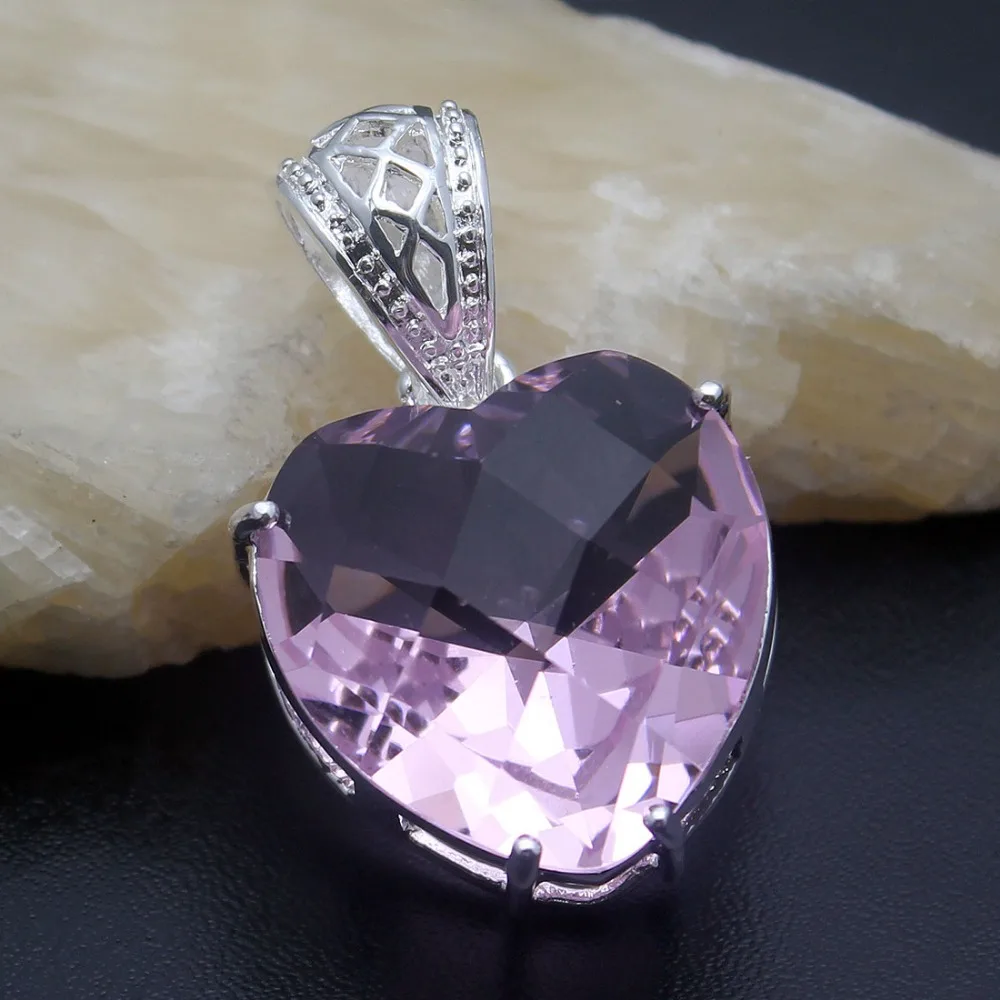 Hermosa ювелирное изделие, популярное классическое сердце, натуральный розовый кунцит, 925 стэлинг, серебро, славная любовь, ожерелье, подвеска CX10