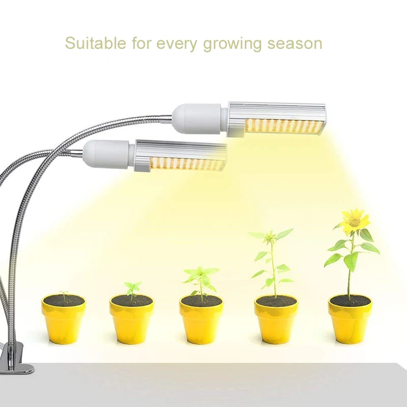 

360 Degrees LED Grow Light bulb Lamp double head Flexible Holder Clip LED Plant Growth Light for Desktop Plants Flower indoor