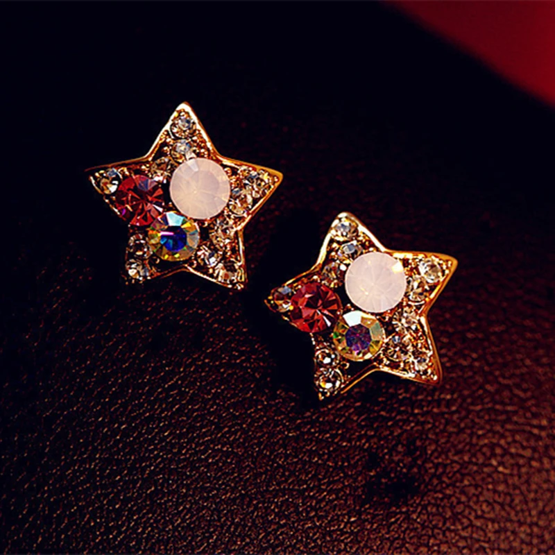 

Crazy Sales Fashion Hot Colorful Rhinestone Stars Stud Earrings